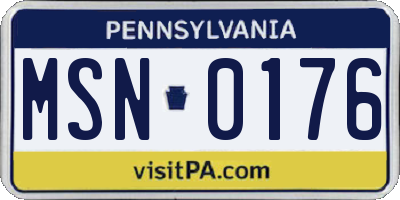 PA license plate MSN0176