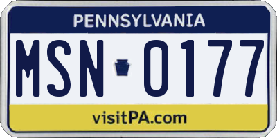 PA license plate MSN0177