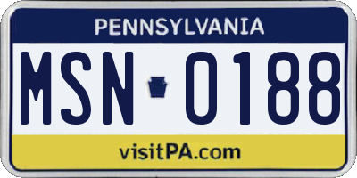PA license plate MSN0188