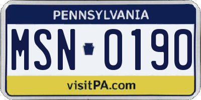 PA license plate MSN0190