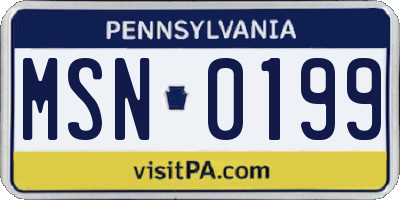 PA license plate MSN0199