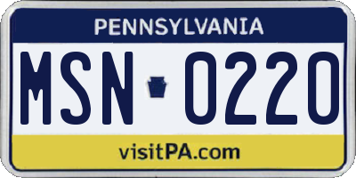 PA license plate MSN0220