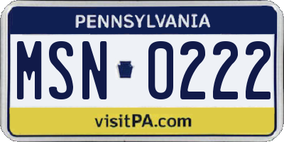 PA license plate MSN0222