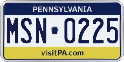 PA license plate MSN0225