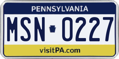 PA license plate MSN0227