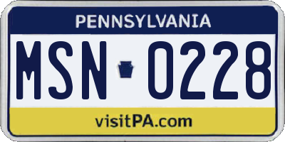 PA license plate MSN0228