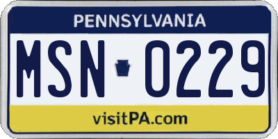 PA license plate MSN0229