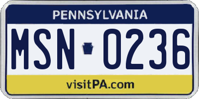 PA license plate MSN0236