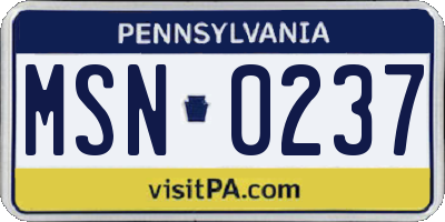 PA license plate MSN0237