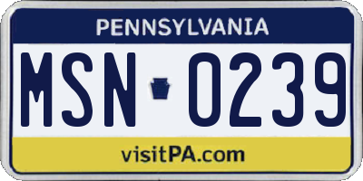 PA license plate MSN0239