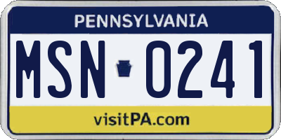 PA license plate MSN0241