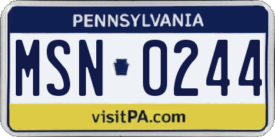 PA license plate MSN0244