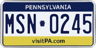 PA license plate MSN0245