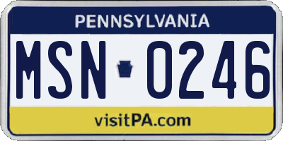 PA license plate MSN0246