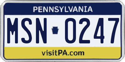 PA license plate MSN0247