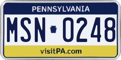 PA license plate MSN0248