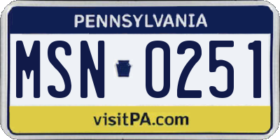 PA license plate MSN0251