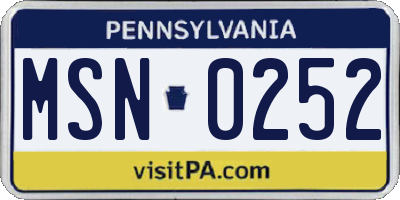 PA license plate MSN0252