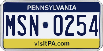 PA license plate MSN0254