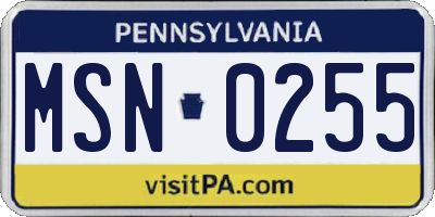PA license plate MSN0255