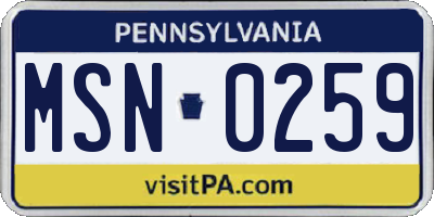 PA license plate MSN0259