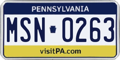 PA license plate MSN0263