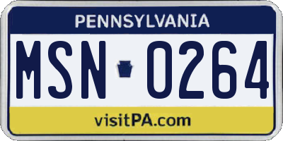 PA license plate MSN0264
