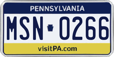 PA license plate MSN0266