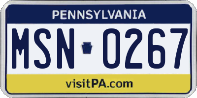 PA license plate MSN0267