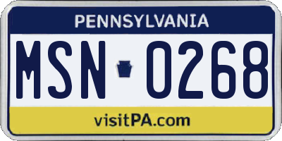 PA license plate MSN0268
