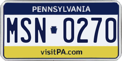 PA license plate MSN0270