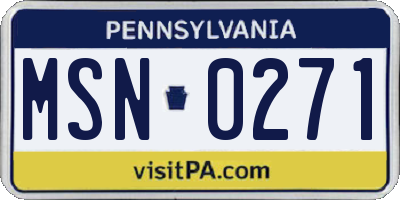PA license plate MSN0271