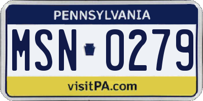 PA license plate MSN0279