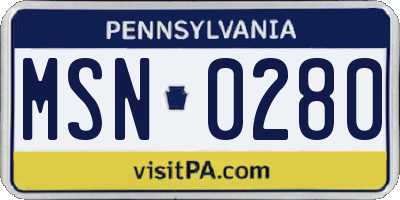 PA license plate MSN0280