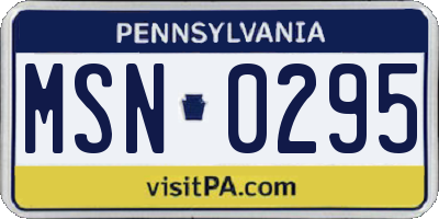 PA license plate MSN0295