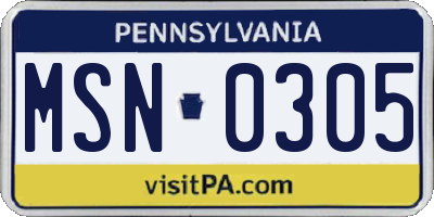 PA license plate MSN0305