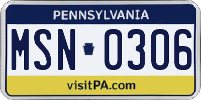 PA license plate MSN0306