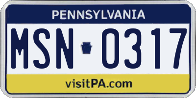 PA license plate MSN0317