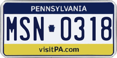 PA license plate MSN0318