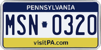 PA license plate MSN0320