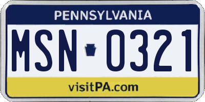 PA license plate MSN0321