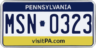 PA license plate MSN0323