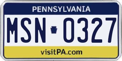 PA license plate MSN0327