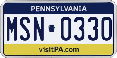 PA license plate MSN0330