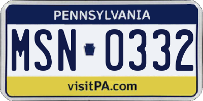 PA license plate MSN0332