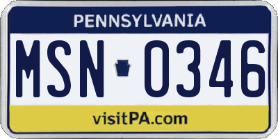 PA license plate MSN0346