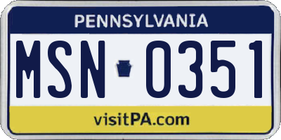 PA license plate MSN0351