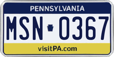 PA license plate MSN0367