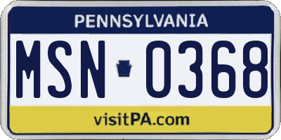 PA license plate MSN0368