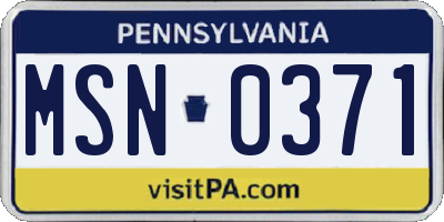 PA license plate MSN0371